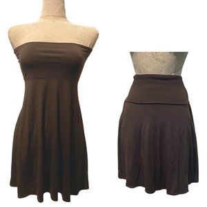 Old Navy Fold over skirt or strapless black brown dress sz Small